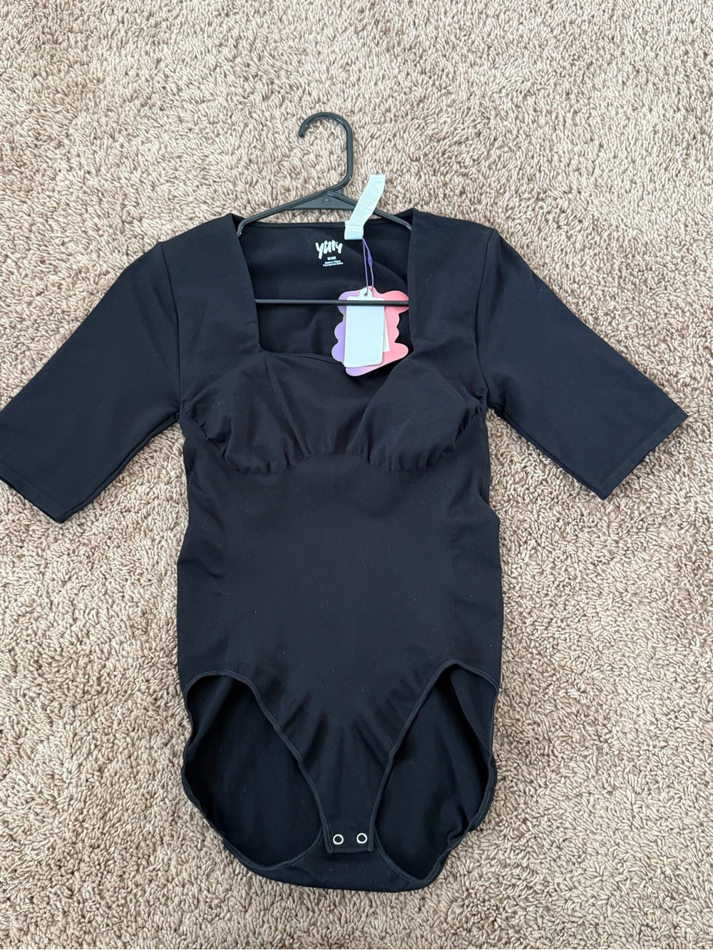 YITTY Nearly Naked Shapewear 3/4 Sleeve Bodysuit- Black 1X/2X
